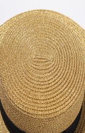 Chapeau à largeur large éteint Gold Metal Bee mode large paille largeur ParentChild flattop visière tissé paille tasée 8958667