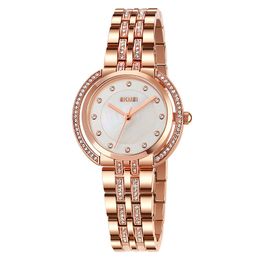 Fashoin Diamond Womens Watches Top Brand Roestvrij stalen band 32 mm Lady Bekijk kristal polshorloges voor vrouwen verjaardag Valentijnsdag kerstcadeau Relojes Mujer