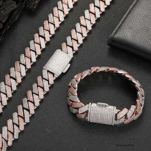 Fasion Bracelet Designer sieraden Kaïn Cuban Link Certificated VVS Moissanite 20mm Pure Sterling Sier Necklace Iced Out Cains for Men Cadeau