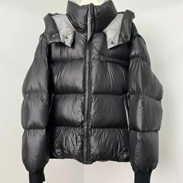 Mode mat brillant moelleux à capuche vers le bas manteau hommes veste Techwear vêtements pour femmes vêtements de rue coupe-vent High Street 231228