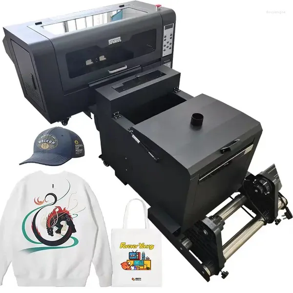 Impresora rápida de camisetas, película para mascotas, inyección de tinta Digital, 2 cabezales XP600, 30Cm, Dtf, con máquina de polvo batido