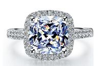 Livraison gratuite 3 CT Grossales Style Synthétique Diamant Diamant Princesse Coupée Sterling Bague de fiançailles en argent 18K blanc