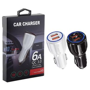 Chargeurs de voiture USB C PD à charge rapide rapide Double ports 30W 18W Chargeur de voiture Chargeurs d'adaptateur secteur automatique pour Iphone 15 11 12 13 14 pro max samsung Lg avec boîte de retrait