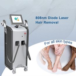 Snelle en permanente epilator ontharingsmachine 808nm diode laser 20000000 opnamen met dubbele handgreep huid Verjongingsfunctie voor alle huidtinten