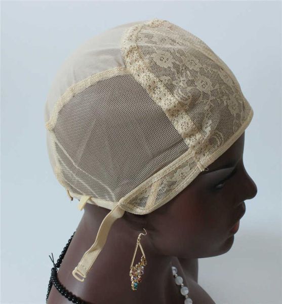 Couleur blonde rapide 3PCSLOT Machine de casquette de perruque conçue pour faire des perruques de tissage avec des capuchons de perruque à boucle à sangle réglables moyennes SIZ8028530