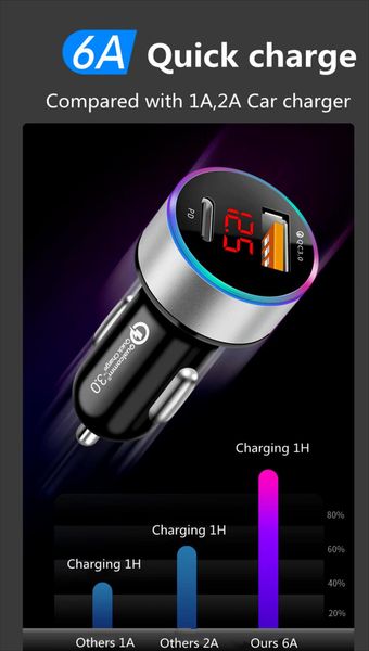 Chargeur de voiture rapide pour Samsung Galaxy S10 S9 S8 Note10 pour iPhone 11 11 Pro Max XS