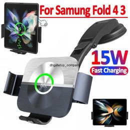 Chargeur sans fil de voiture 15w, Charge rapide, support de téléphone à double bobine, pour Samsung Galaxy z Fold 4 3 2 iphone 14 13 Pro Max, Charge d'écran