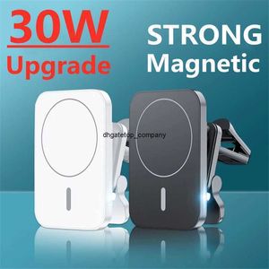 Snelle oplaad 30W Magnetische draadloze laders auto lucht ventilatietelefoonhouder mini qi snellaadstation voor voor iPhone 12 13 14 pro max macsafe