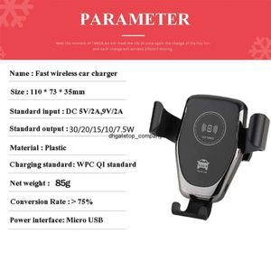 Chargeur sans fil de voiture Qi 30w, Charge rapide, avec support de téléphone, pour iphone 13 12 11 Pro Xs Max Xr x Samsung S10 S9