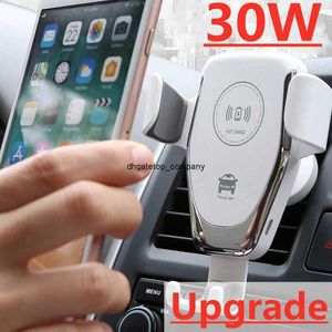 Snel opladen 30W Qi Wireless Car Charger voor iPhone 13 12 11 Pro XS Max XR X Samsung S10 S9 Laad Telefoonhouder