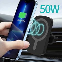 Snelle oplaad 50W Qi Magnetic Wireless Car Charger voor iPhone 12 13 Mini Pro 12Pro Max Charging Chargers Telefoon Mount Holder