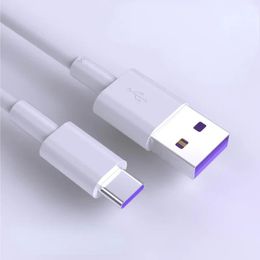 Snelle oplaad 5A USB Type C -kabel voor Samsung S20 S8 S8 Xiaomi Huawei P30 Pro Mobiele telefoon Oplaaddraad Witte kabele charging draad voor Huawei P30 Pro