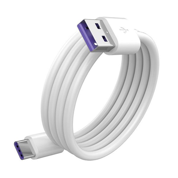 Cable de carga rápida 5A USB tipo C para Samsung S20 S9 S8 Xiaomi Huawei P30 Pro Cable de carga de teléfono móvil Cable blanco 100cm 150cm 200cm