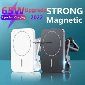 Snelle oplaad 65W Qi Magnetische auto Wireless Chargers Stand voor MacSafe iPhone 13 12 14 Pro Max Super Charging Station Telefoonhouder