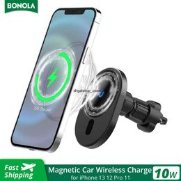 Snelle oplaad Bonola 15W Magnetische auto draadloze lader voor iPhone 13 12 Pro 11 360Air Outlet Cars Holder Samsung Smartphone S20 Note 20