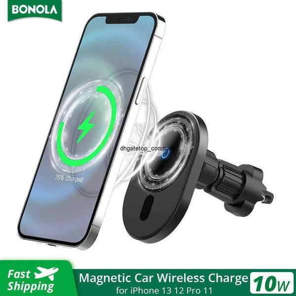Charge rapide Bonola 15w Chargeur sans fil de voiture magnétique pour iphone 13 12 Pro 11 360air Outlet Cars Holder Samsung Smartphone S20 Note 20