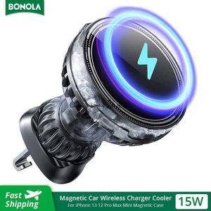 Charge rapide Bonola magnétique voiture téléphone chargeur sans fil refroidisseur support pour iphone 14/13/12 Pro 15w évent support de charge