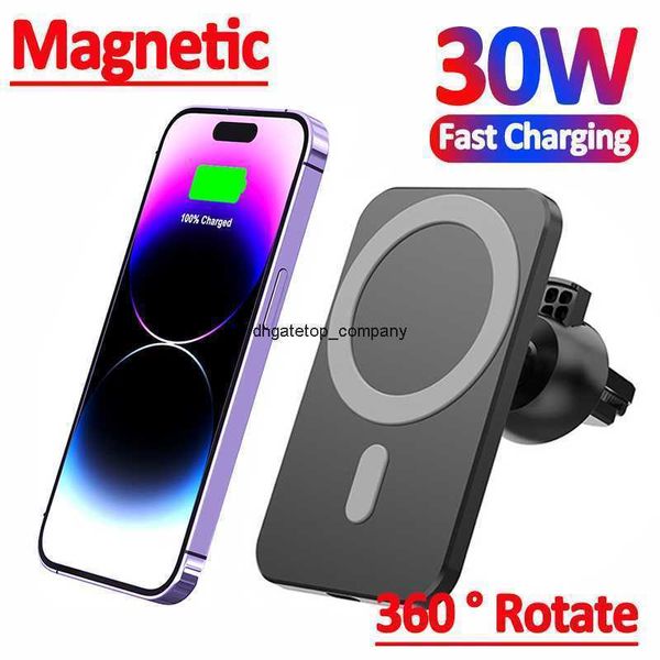 Chargeur de voiture magnétique à Charge rapide Qi 30w support de téléphone pour iphone 14 13 12 Pro Max charge sans fil Macsafe