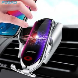 Chargeur de voiture sans fil Qi à Charge rapide, pour Samsung S20 S10 iphone 11 Xs Xr, capteur à montage automatique, Charge 10w