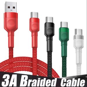 3A USB tipo C aleación trenzada punto redondo Quciker Cables de carga sincronización de datos Micro cable de carga para teléfonos Android 1M 3FT 2M 6FT 3M 10FT