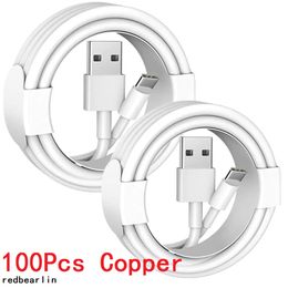 Charge rapide 60-100pcs Copper de haute qualité 1m 3ft Type C Micro USB Câbles de chargeur de câble pour Samsung S20 S22 S23 Xiaomi Huawei Android Phone