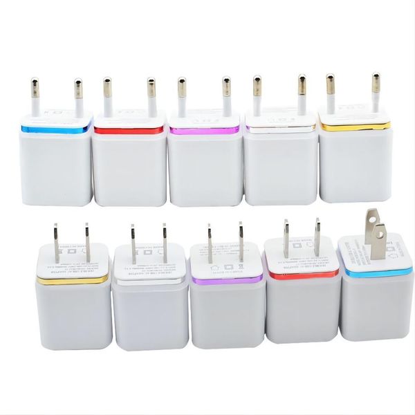 Cargador USB dual de carga rápida Adaptador de enchufe de viaje universal UE / EE. UU. Cargador de teléfono móvil de pared portátil 5 colores