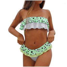 Snelle levering dames tweedelige dot printing bikini badpak Beachwear badpak miniskirt separar bañador de playa badmode