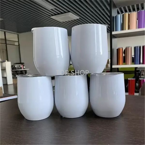 Entrega rápida Vasos de vino de sublimación de 12 oz Acero inoxidable con tapas selladas Copas de vino Termo Personalizar DIY Regalo único Taza de café del padre