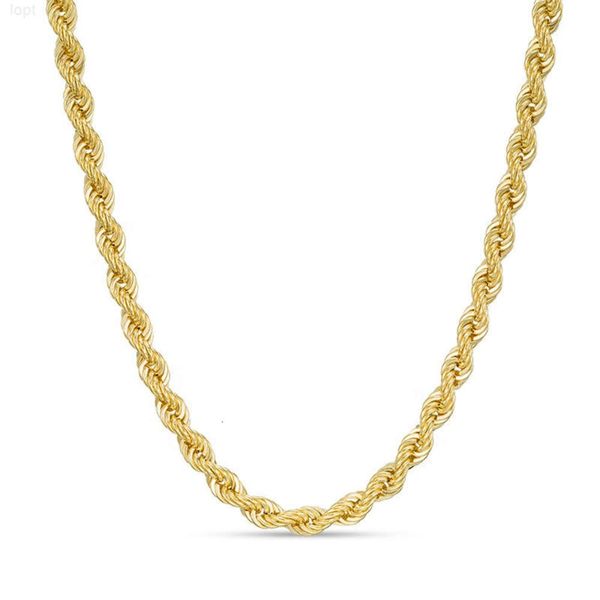 Livraison rapide de 2 mm à 3 mm Chaîne de corde Style hip hop brillant Brightly Real 10k 18k 18K Collier de chaîne de cordon en or solide