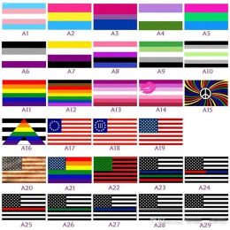 Livraison rapide 30 styles 150x90cm bannières lesbiennes arc-en-ciel LGBT Polyester drapeau coloré bannière extérieur drapeau gay cpa4205 0508