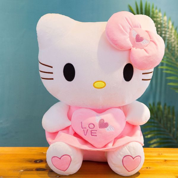 Livraison rapide 30 cm rose doux Hello Kt peluche poupée jupe chat oreiller de couchage pour fille jouets chat poupée mignon en peluche jouet