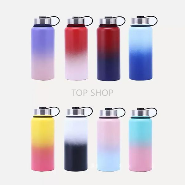 ¡¡¡Entrega rápida!!! Tazas de 32oz/1000ml, tazas de coche de acero inoxidable, botella de agua de doble pared con aislamiento al vacío, taza espacial de sublimación térmica, Color degradado EE