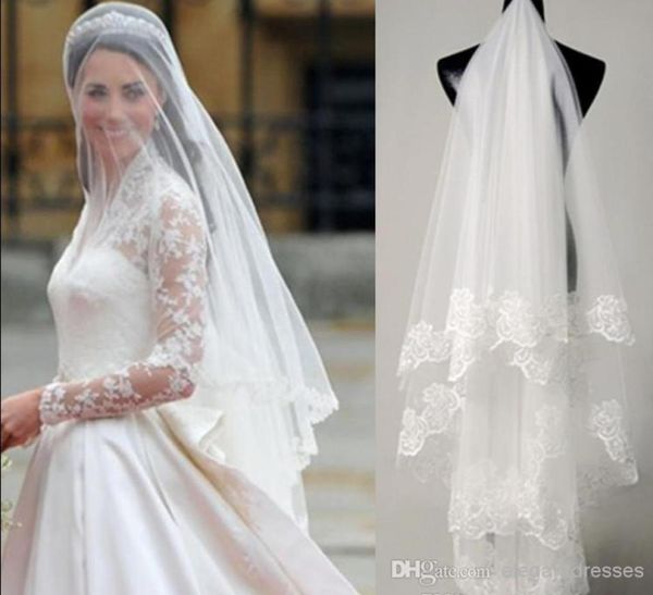 Livraison rapide grande remise Kim Kardashian voile de mariage voile de mariée dentelle TS0064439430