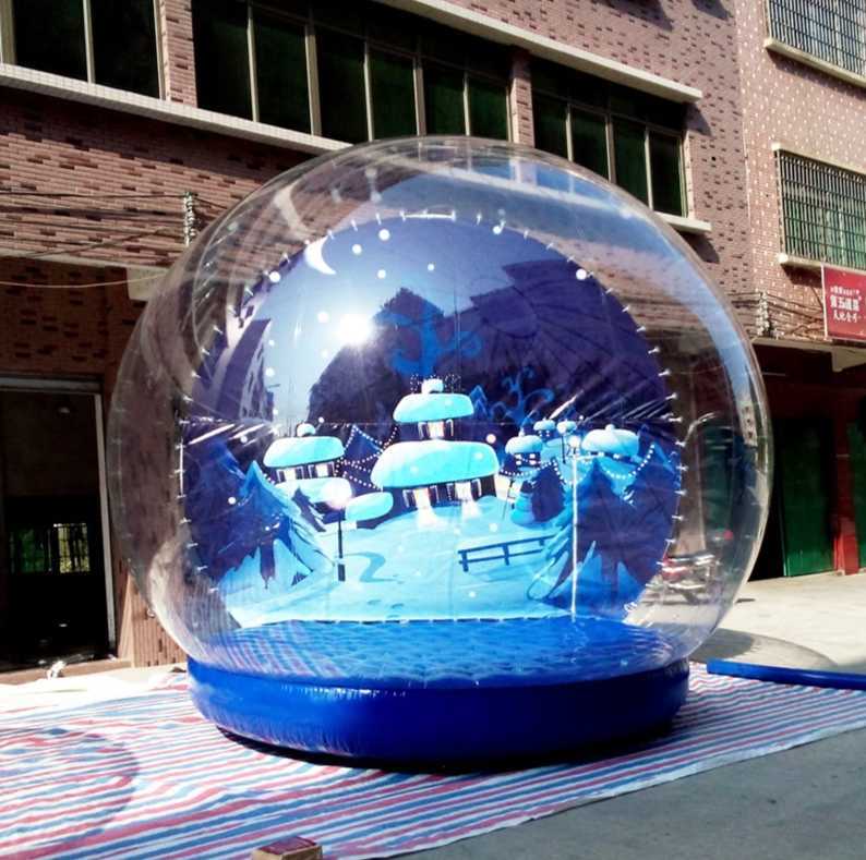 3M Inflatable Snow Globe with hand snow blower and Pump - Perfect for Christmas Advertising and Yard Decoration