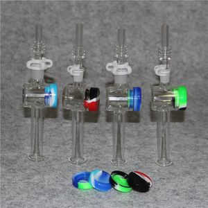 Narguilé Mini Nectar Pipe Kit avec 10mm 14mm Titanium Tip Quartz Tip Oil Rig Concentré Dab Straw Glass Bongs
