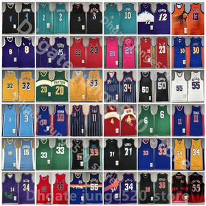 Snelle levering Mitchell en Ness Retro Basketball Jerseys Dikembe Carmelo Mutombo Anthony Allen Nowitzki Iverson Scottie Derrick Pippen Rose Larry Tyrone