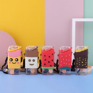 ¡¡¡Entrega rápida!!! Botella de agua de helado de Donut bonita de verano con pajita taza de sandía cuadrada creativa portátil a prueba de fugas 2022