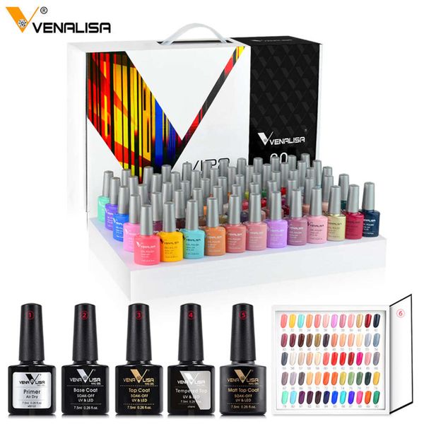 Entrega rápida Venalisa VIP2 conjunto de esmaltes de uñas de Gel esmalte de uñas de Color remojo UV LED capa base imprimación capa superior libro de Color conjunto completo
