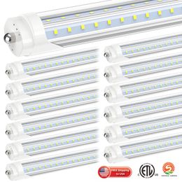 Stock Aux États-Unis 72W 8ft t8 led tubes simple broche FA8 8 pieds leds tube lumineux Double Rangées LED Fluorescent AC 85-265V couvercle transparent t10 t12 remplacements ballast enlever le fil direct