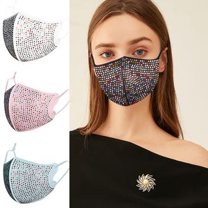 Fast DHL Vendita all'ingrosso 3D Diamond Progettato Maschera Antipolvere Traspirante Bocca Cover Luxury Bling Strass Maschere per il viso Lavabile Antibatterico