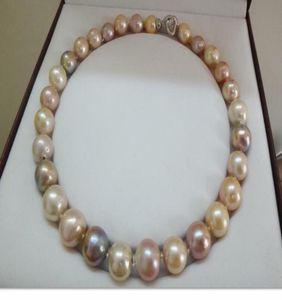 Snelle Fine Pearl -sieraden Enorme 18quot1315mm Natural South Sea Echte wit goud roze paarse parel ketting1808440
