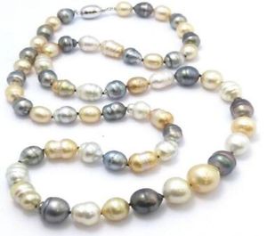 Collier de perles multicolores naturelles de la mer du sud, bijoux en perles fines rapides, magnifique, 1213mm, 24 pouces, argent 925, 7109679
