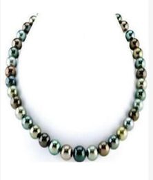 Bijoux de perles rapides étonnants Round 910 mm Collier de perle multicolore tahitien18quot14K384762