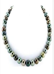 Joyas de perlas finas rápidas Ronda impresionante 910 mm Tahitian Multicolor Pearl Collar18Quot14k1014289
