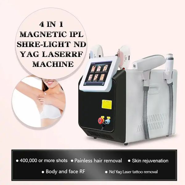 PEJA RÁPIDA DEL MÁQUINA DE MÁQUINA DE PELO Magneto Magneto Opt/IPL Láser Retiro/Nd Yag Láser Desmontaje RF Rf Face Lift Rejuvenor 4 en 1 Máquina láser