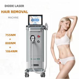 Fast Light Super 808 diode laser Pijnloos ijskoeling Haalverwijdering Huid Verjongingsmachine Hoog vermogen 3 Golflengte 755 808 1064nm Laserepilator voor mannen en vrouwen