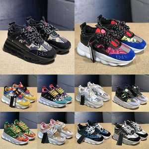 Top Quality Designer Versace Chain Reaction Casual Shoes Black White Pony Leopard Pink Trainers【code ：L】Italy Brand Platform Sneakers