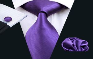 Fast Mens Tie Set Solid Purple Hanky Set Jacquard Woven Mens Silk NecTie Set Leisure Business Work Formele bruiloft N02815256787