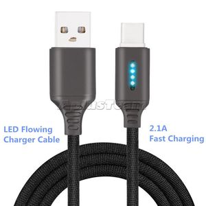 Snelle nylon gevlochten kabels Smart Power Off LED Micro USB-oplaadgegevens Synchronisatie-oplader voor Android-telefoons Samsung Fashion