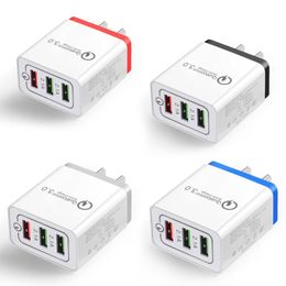 Chargeur de téléphone rapide QC3.0 3 ports USB EU US Plug Power Adapter Chargeur rapide pour iOS et Android Smartphone Chargeurs muraux